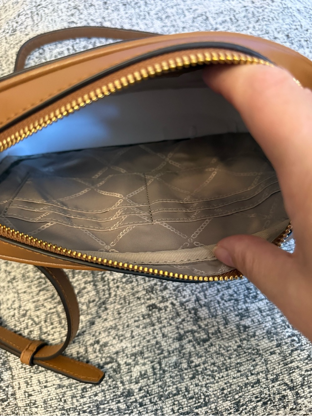 Michael Kors Brown and Tan MK Logo Crossbody Bag - Picture 6 of 7